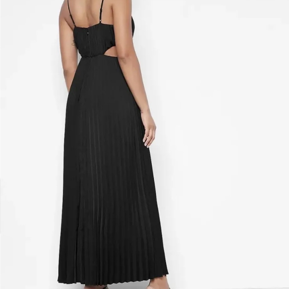 Express black satin pleated cut out dress. New never worn. Size large.